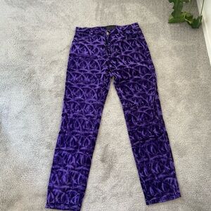 VINTAGE PSYCHO 90S Y2K PURPLE VELVET PSYCHEDELIC RAVE PANTS